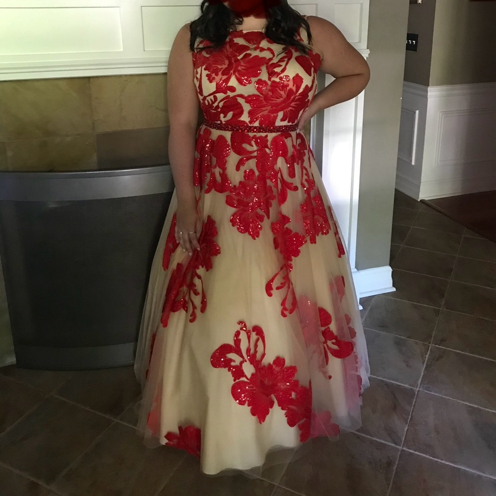 Jovani Gown - Prom or Homecoming, beautiful nude & red